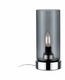 Lampy na noční stolek PAULMANN Stolní lampa Pinja dotykový vypínač 1-ramenné chrom/kouřové sklo 770.56 P 77056