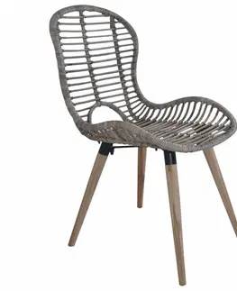 Židle Jídelní židle 4 ks ratan / dřevo Dekorhome Hnědá