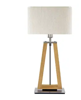 Stolní lampy HerzBlut Stolní lampa HerzBlut Bi Bob, olejovaný dub/krémová barva