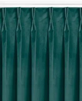 Záclony Závěs Homede Vila I s řasící páskou a dvojitým záhybem tmavě zelený, velikost 200x225