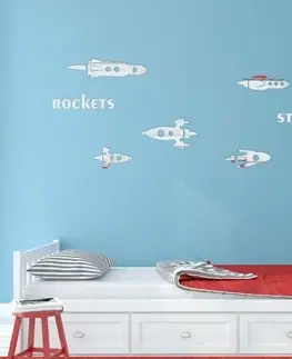 Dětské dekorační zrcadla Rakety chlapecké zrcadlové nálepky na stěnu