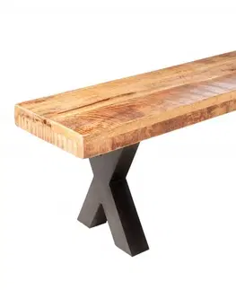 Luxusní jídelní židle Estila Industriální dlouhá lavička Steele Craft ze dřeva na hrubých kovových nohách 200cm