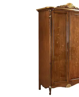 Stylové designové skříně Estila Klasická luxusní šatní skříň Pasiones z masivního dřeva s ornamentální intarzií 231cm