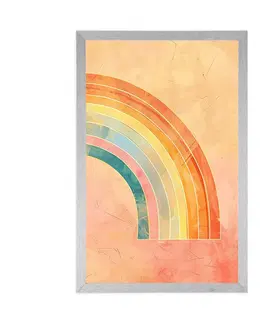 Abstraktní tvary Plakát minimalistická duha Peach Fuzz