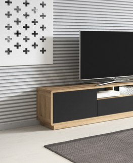 TV stolky ZACARRIA televizní stolek 200cm, dub taurus/černý supermat