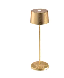 Stolní lampy Zafferano Zafferano Olivia 3K dobíjecí stolní lampa zlatá