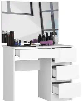 Toaletní stolky Ak furniture Kosmetický stolek se zrcadlem T-6 I 90x50 cm bílý pravý