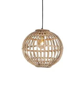 Zavesna svitidla Venkovská závěsná lampa přírodní bambus - Cane Ball 40