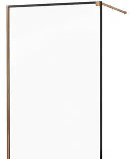 Sprchové zástěny MEXEN/S KIOTO Sprchová zástěna WALK-IN 100x200 cm 8 mm, růžové zlato, černý profil 800-100-101-60-70