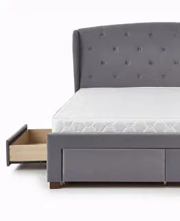 Postele HALMAR Čalouněná postel Sabrina 160x200 dvoulůžko šedá