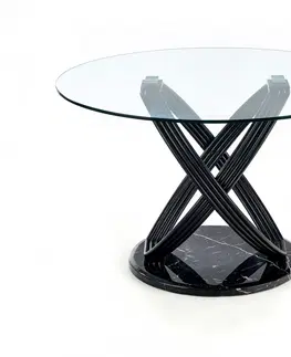 Jídelní stoly HALMAR Kulatý jídelní stůl Optiko mramor/černý