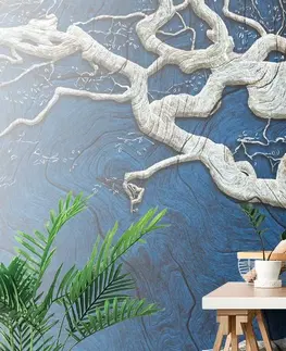 Tapety příroda Tapeta abstraktní strom na dřevě s modrým kontrastem