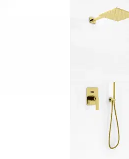 Sprchy a sprchové panely KOHLMAN sprchový set s dešťovou sprchou 25 cm, vyústěním a ruční sprchou, zlato lesk QW210EGDQ25