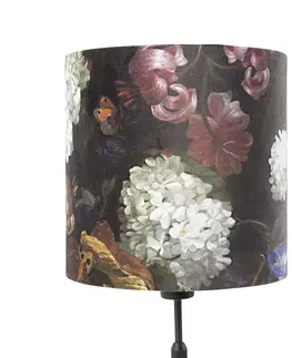 Stolni lampy Stolní lampa černá se sametovými odstíny květy se zlatem 25 cm - Parte