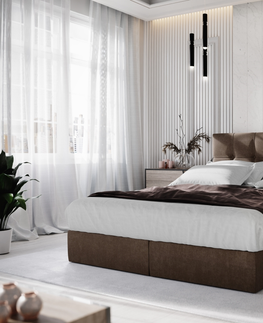 Postele Čalouněná postel GARETTI 160x200 cm, hnědá