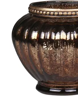 Svícny Mocca antik skleněný svícen na čajovou svíčku Goreli - Ø 10*9 cm Chic Antique 71056220 (71562-20)