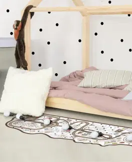 Hrací podložky Koberec s cestami k posteli se zvířátky v hnědé barvě