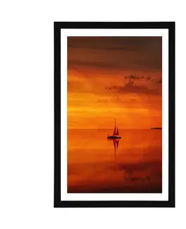 Příroda Plakát s paspartou osamělá loďka na širém moři