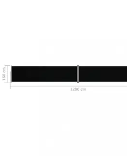 Markýzy Zatahovací boční markýza 160x1200 cm Dekorhome Černá