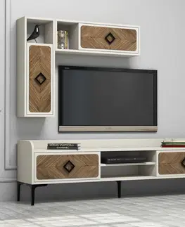 Obývací stěny a sestavy nábytku Televizní stěna SAMBA ořech krémová