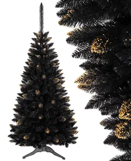 Vánoční stromky Černý vánoční stromek se zlatými větvemi 180 cm
