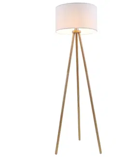 Stojací lampy se stínítkem BRILONER Textilní stojací svítidlo pr. 45,5 cm 1x E27 60W bílé BRILO 1379-016