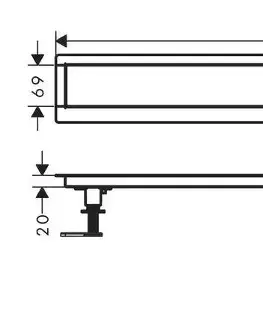 Sprchové kouty HANSGROHE uBox universal Set pro standardní instalaci lineárního sprchového žlabu 1200 mm, nerez 56027180