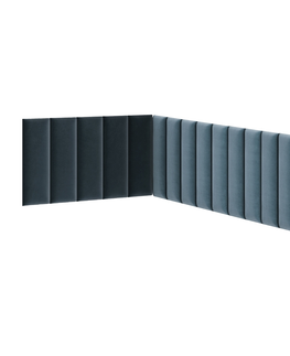 Postele Rohový dekorační nástěnný panel MATEO 100x220x50 cm, tmavě modrá