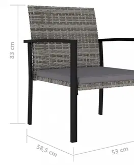 Zahradní židle Zahradní židle 4 ks polyratan / látka Dekorhome Šedá