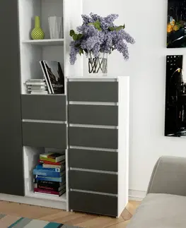 Komody Ak furniture Komoda se zásuvkami CL6 40 x 109 cm bílo-šedá