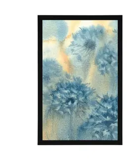 Květiny Plakát modrá pampeliška v akvarelovém provedení