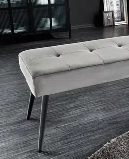 Stylové a luxusní lavice Estila Stylová šedá lavice Soreli v moderním sametovém provedení 100cm