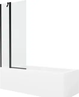 Vany MEXEN/S Cubik obdélníková vana 150 x 70 cm s panelem + vanová zástěna 80 cm, transparent, černá 550315070X9408117000