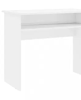 Pracovní stoly Psací stůl s policí 90x50 cm Dekorhome Bílá lesk