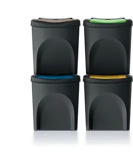 Odpadkové koše Koš na třídený odpad Sortibox 25 l, 4 ks, černá