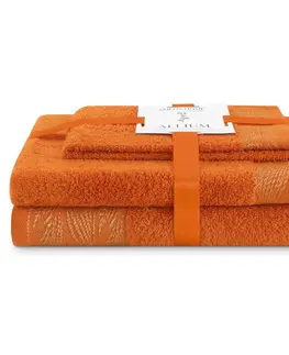Ručníky AmeliaHome Sada 3 ks ručníků ALLIUM klasický styl oranžová, velikost 50x90+70x130