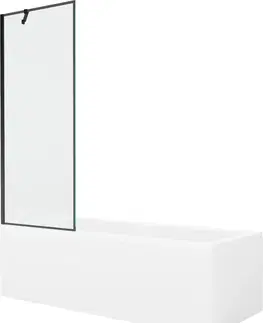 Vany MEXEN/S Cubik obdélníková vana 170 x 70 cm s panelem + vanová zástěna 70 cm, černá vzor 550317070X9507007070