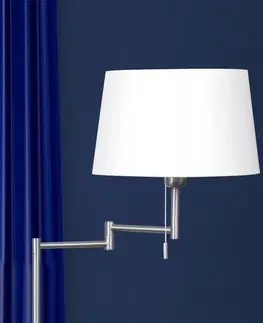 Stojací lampy Steinhauer Stříbrná stojací lampa MEANDER látkové stínidlo
