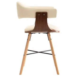 Židle Jídelní židle 2 ks ohýbané dřevo / umělá kůže Dekorhome Krémová / světle hnědá
