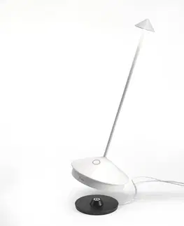 Venkovní osvětlení terasy Zafferano Zafferano Pina 3K dobíjecí stolní lampa IP54 bílá
