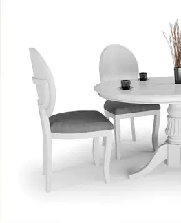 Jídelní stoly HALMAR Rozkládací kulatý jídelní stůl Villian bílý