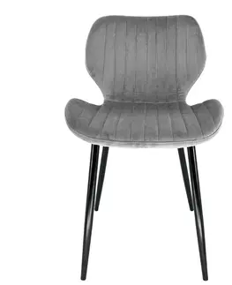 Židle Ak furniture Sametová čalouněná prošívaná židle Apas šedá