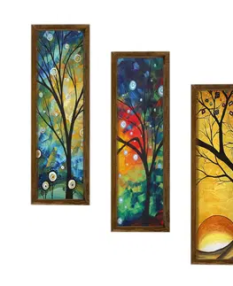 Obrazy Wallity Sada obrazů Trees 3 ks 19x70 cm  modrá/oranžová