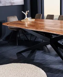 Obdélníkové jídelní stoly Estila Industriální jídelní stůl Steele Craft ze sheeshamového dřeva s nožičkami ve tvaru hvězdy 240 cm