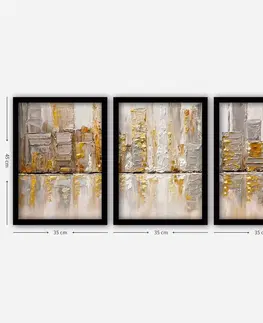 Obrazy Wallity Sada obrazů Melodia 3 ks 35x45 cm šedo-zlatá