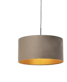 Zavesna svitidla Závěsná lampa s velurovým odstínem taupe se zlatem 50 cm - Combi