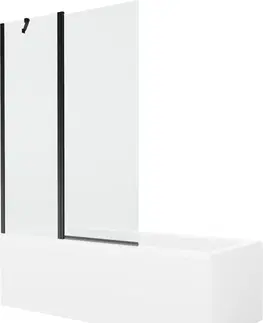 Vany MEXEN/S Cubik obdélníková vana 160 x 70 cm s panelem + vanová zástěna 120 cm, transparent, černá 550316070X9412117000