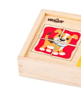 Hračky puzzle WOODY - Minipuzzle - Zvířátka v dř. krabičce