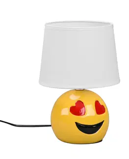 Stolní lampy na noční stolek Reality Leuchten Stolní lampa Lovely se Smiley, stínidlo bílá