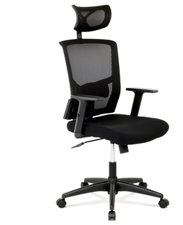 Kancelářské židle Kancelářská židle s podhlavníkem MANOLITO, látka mesh černá, Z EXPOZICE PRODEJNY, II. jakost